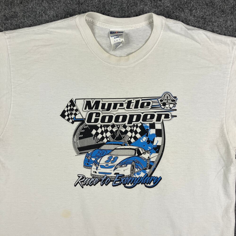 Jerzees TShirt Mens XL White Myrtle Cooper  Graphic Short‎ Sleeve Casual Tee